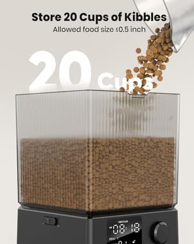 oneisall Automatic Cat Feeder for 2 Cats, 20 Cups/5L Automatic Cat Food Dispenser for Small Pets Indoor, Timed Cat Feeder for Dry Food - Image 4