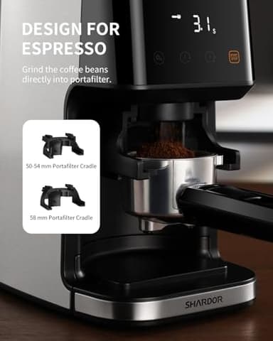 SHARDOR Conical Burr Espresso Coffee Grinder Electric with Precision Timer 2.0, Touchscreen Adjustable Burr Mill with 51 Precise Settings for Home Use, Anti-static, Stainless Steel - Image 5