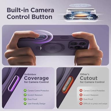GolbinBox 360° Spin Magnetic Stand for iPhone 16 Pro Max Case, [Compatible with MagSafe] [Full Camera Protection] [16FT Military Drop Protection], Silm Translucent Matte Phone Case, Deep Purple - Image 9