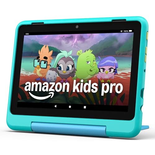 Amazon Fire HD 8 Kids Pro tablet (newest model), ages 6-12. Bright 8" HD screen, includes ad-free content, parental controls, 13-hr battery, slim case for older kids, 32GB, Hello Teal