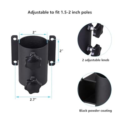 Wdwlbsm 2PCS Patio Umbrella Holder Heavy Duty Outdoor Umbrella Stand Patio Umbrella Holder clamp ,Adjustable Patio Umbrella clamp Railing for Deck Railing,Fences,Docks,Courtyard Balcony, Patios - Image 2