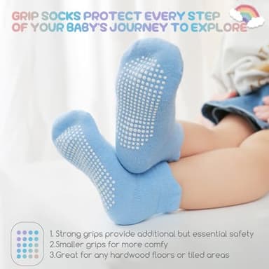 Aroveea Baby Toddler Socks Grip Non Slip Boys Girls Cotton 12 Pack for 3-5T Kids Ankle Cute Socks 6M-7Years - Image 3