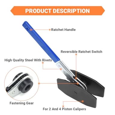 FLVDRBY Brake Caliper Compression Tool, Caliper Piston Compressor Tool with 360 Rotating Ratchet, Professional Brake Caliper Tool for Single Twin Quad Piston, Car Truck SUV Brake Repair, Blue - Image 4