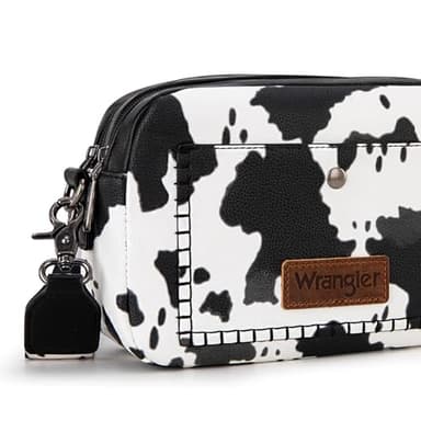 Wrangler Crossbody Purses for Women Trendy Camera Snapshot Bag with Wide Strap WG90-819COW-BK - Image 4