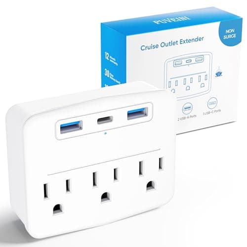 Puveini Cruise Power Strip Foldable Plug Non Surge Protector with USB C Outlets 3.4A Total, Cruise Ship Essentials, 2 Prong to 3 Prong Outlet Adapter, Japan Plug Adapter - Image 1