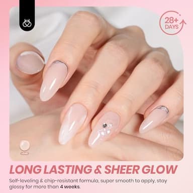 beetles Gel Polish Whispers of Love Jelly Gel Nail Polish Set - 6 Colors Milky White Nude Pink Neutral Sheer Translucent Soak Off UV Gel Nail Kit, Nail Concealer for Salon DIY Manicure Gift for Women - Image 4
