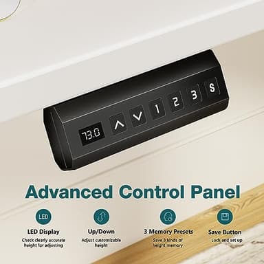 Elevon Electric Adjustable Height Standing Desk - 48 x 24 inch Sit to Stand Up Desk with Splice Board, Rising Home Office Computer Table with 2 Hook and Wire Hole for Work - Image 5