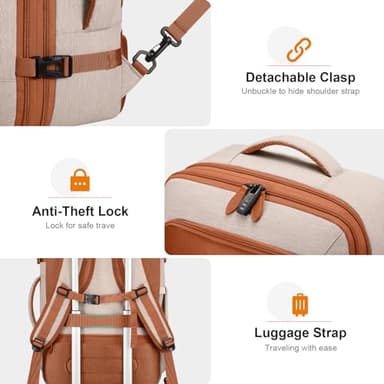 Bagsure Travel Backpack Carry On Backpack 42L Flight Approved, Expandable Laptop Backpack with Packing Cubes & Shoe Pocket, Water Resistant Luggage Backpack for Men Women, TSA Approved, Large Backpack - Image 6
