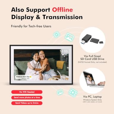 Digital Picture Frame, 15.6 Inch Large Frameo Digital Photo Frame WiFi, 32GB, 1920 * 1080 IPS HD Touch Screen, Tabletop&Wall-Mounted, Share Picture Video, Birthday, Wedding, for Mom - Image 8