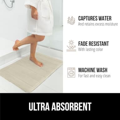 GORILLA GRIP Memory Foam Bath Mat, Soft Absorbent US Designed Bathroom Rug, Gripping Dots Machine Washable Bathmat, Cushioned Floor Mats, Shower Sink Rugs Room Décor Accessories, 30x20 Champagne - Image 7