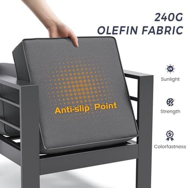 UDPATIO 10 Piece Aluminum Patio Furniture Set, Oversized Modern Outdoor Furniture Set with Olefin Fabric Cushion for Patio Deck Backyard, Dark Grey (with Waterproof Covers) - Image 7