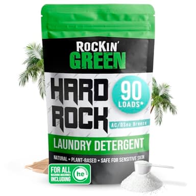 Rockin' Green Hard Rock Powder Laundry Detergent (90 Loads) - Natural Powdered Laundry Detergent, Sensitive Skin Laundry Powder (AC/DSea Breeze) - Image 1