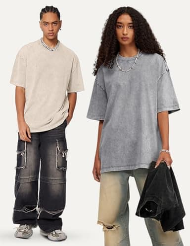 Yimoon 3 Pack Oversized Tshirts for Women Washed Vintage Baggy Boyfriend Tees Short Sleeve Unisex Cotton Tops(Blackgreybeige-XL) - Image 6