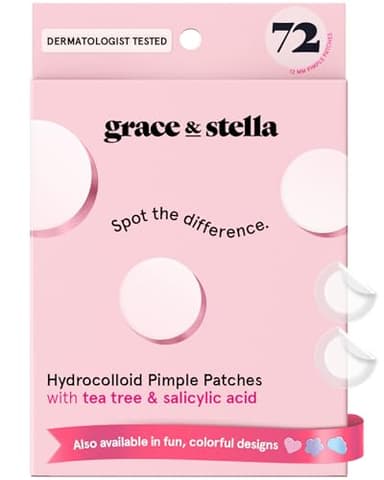 grace & stella Award Winning Pore Strip Pimple Patches for Face - Hydrocolloid Acne Patches for Shrinking Zits, Whiteheads - Spot Stickers - Dermatologist-Tested, Vegan (Invisible, 72 Count) - Image 1
