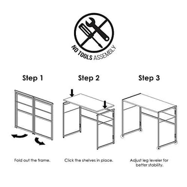 Furinno Riau No Tool/No Assembly/Folding Metal Frame Computer Desk, Rustic Oak/Black, 39 Inch - Image 5