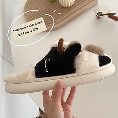 Jerzmy Cute Animal Cow Pig Men Women House Slippers, Comfy Memory Foam Cloudy Soft Slippers Plush Home Shoes for Bedroom Living Room Indoor - Image 5