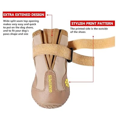 QUMY Dog Shoes for Large Dogs, Medium Dog Boots & Paw Protectors for Winter Snowy Day, Summer Hot Pavement, Water-Resistant in Rainy Weather, Outdoor Walking, Indoor Hardfloors Skid-Resistant Sole - Image 3