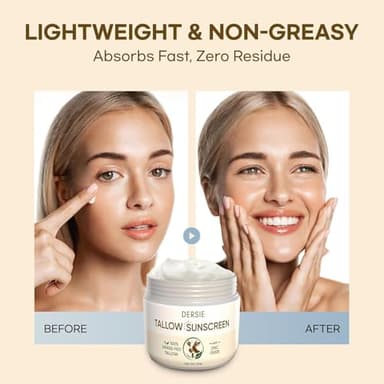 Beef Tallow Sunscreen with Zinc Oxide: Tallow & Zinc Oxide Instant Sun Protection - Non Greasy Formula with Beeswax, Red Raspberry, Carrot Oil - Suitable for Dry and Sensitive Skin - Fresh Scent - Image 6