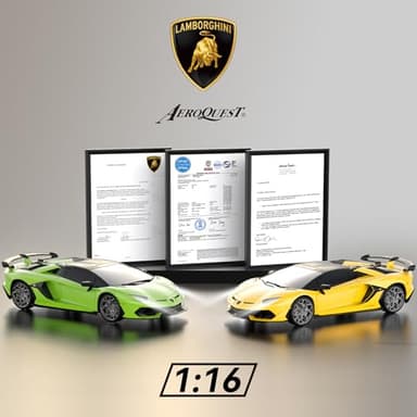 AEROQUEST Remote Control Car for Lamborghini, Officially Licensed 1:16 Scale Lambo Hobby Rc Cars with Headlight, 2.4GHz Race Car Toys for Boy Girl 4-12 Years Old, 12Km/h, Birthday Gift - Image 2