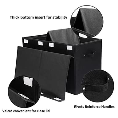 popoly Large Toy Box Chest Storage with Flip-Top Lid, Collapsible Kids Storage Boxes Container Bins for Toys, Playroom Organizers, 25"x13" x16" (Linen Black) - Image 3