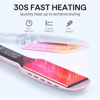 Wavytalk Wet to Straight Hair Straightener, Titanium 1.75 Inch Wide Vent Sesh Flat Iron for Damp or Dry Hair, Straightener with Dual Voltage Leave Silky Smooth Look, 20% Faster Styling, Pink - Image 4