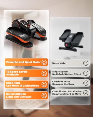 Under Desk Elliptical Machine, Electric Ellipse Leg Exerciser While Sitting for Seniors, Quiet Portable Seated Pedal Exerciser with Remote Control, 12 Adjustable Speeds for Home Office - Image 8