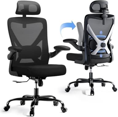 Ergonomic Office Chair - X-Shaped Computer Desk Chair Comfy, Gaming Chair, Office Chair with Lumbar Support, Mesh Office Chairs with Headrests, Desk Chair for Long Hours (Black Silver - Image 8