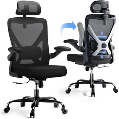 Ergalithic Ergonomic Office Chair - X-Shaped Computer Desk Chair Comfy, Gaming Chair, Office Chair with Lumbar Support, Mesh Office Chairs with Headrests, Desk Chair for Long Hours (Black Silver) - Image 6