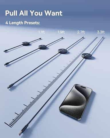 Baseus USB C to USB C Cable, 100W Retractable USB C 5A Fast Charging Cable, 4-Stage Length Preset USB Type C Charger Cord for iPhone 16 15 Pro Plus Pro Max, MacBook, iPad, Samsung S24/S23+ (3.3ft) - Image 5