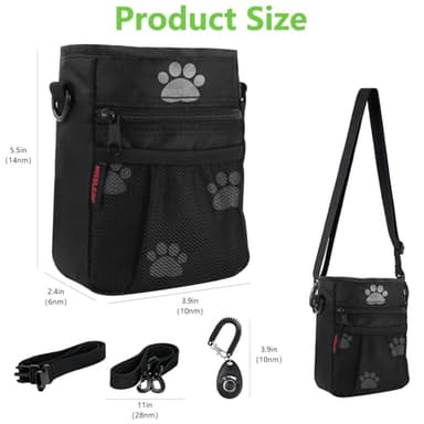 kissleaf Dog Treat Pouches for Pet Training, Treat Pouches for Pet Training,Large Dog Treat Training Pouch and Dog Clicker,Dog Training Treat Pouch Built-in Poop Bag Dispenser-Black Pattern. - Image 5