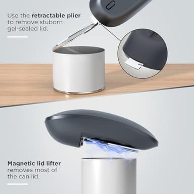 Canslab Ultrablde SE - USB Rechargeable Electric Can Opener for Kitchen for Seniors with Arthritis- Cordless Battery Powered Automatic, Side Cut, Smooth Edge, Handsfree, for Small or Large Cans, Grey - Image 5