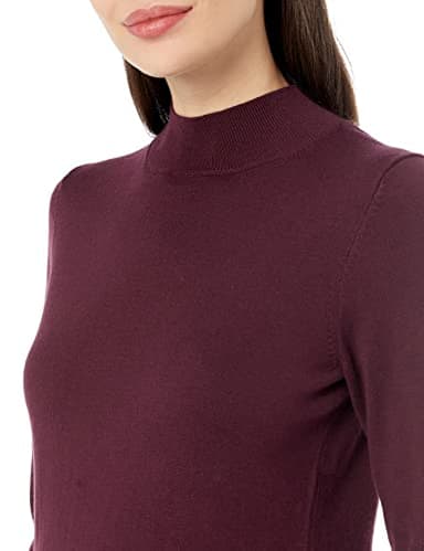 Amazon Essentials Women's Lightweight Mockneck Sweater (Available in Plus Size), Burgundy, Large - Image 4