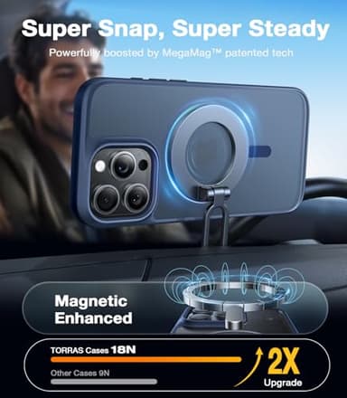 TORRAS Magnetic Shockproof for iPhone 16 Pro Max Case, [4X Military-Grade Protection] [Compatible with MagSafe] Translucent Case for iPhone 16 Pro Max Anti-Scratch Guardian 6.9" - Image 3