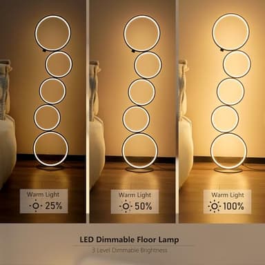 NUÜR 43.3" Modern Floor Lamp, LED Floor Lamp for Living Room, Dimmable, Circle Standing Lamp, Energy-Saving, Unique Lamp for Bedroom, Office, Home - Image 5