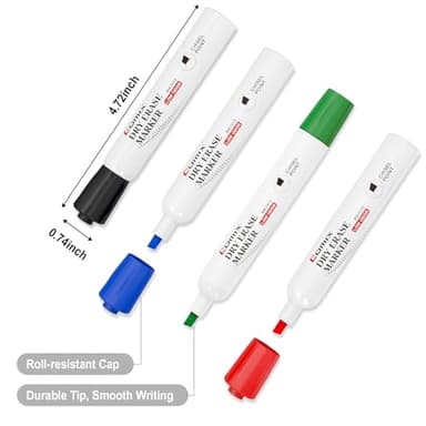 Comix Dry Erase Markers, Chisel Tip White Board Markers, 36 Bulk 4 Assorted Colors Low Odor Markers for Teachers Office & School Supplies - Image 4