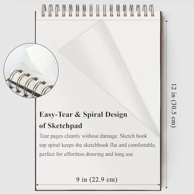 Fuxi 9" x 12" Sketch Book, Top Spiral Bound Sketch Pad, 100 Sheets 68lb/100gsm Acid-Free Drawing Paper, Art Sketchbook for Drawing Pad for Kids Artists & Beginners Professional Art Supplies for Adults - Image 4