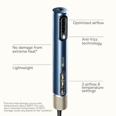 Infiniti PRO by CONAIR DigitalAIRE Hair Dryer Drying Wand, Straightener and Styler, Ionic All-in-One Digital Motor Blow Dryer, Includes 4 High-Performance Attachments, Dark Blue - Image 2