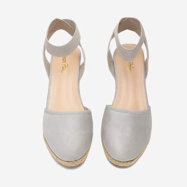 DREAM PAIRS Women's Grey Closed Toe Elastic Ankle Strap Espadrilles Wedge Sandals Size 5.5 M US Amanda-1 - Image 4