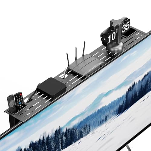 CABTE Steel TV Top Shelf- Adjustable Screen Shelf Floating Stand with 2 Storage Boxes,Computer Screen Shelf for Soundbar, Media Boxes, Game Console, Router and Home,34.65×4.33inch - Image 1