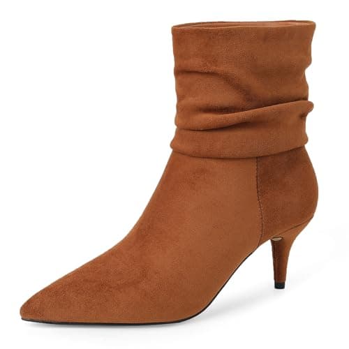 CosyFever Sexy Slouch Ankle Boots for Women with Fashon Mid Stiletto Heels Pointed Toe - 7.5 B(M) US - Image 1