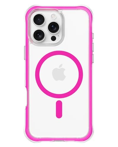 ORNARTO Air Case for iPhone 16 Pro Max Clear, Compatible with MagSafe, Military-Grade Drop Protection Cover with Built-in Air-Hot Pink - Image 1