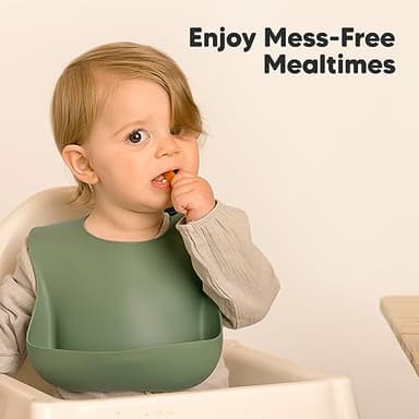 KeaBabies 2-Pack Silicone Baby Bibs for Eating - Sturdy Food-Grade Silicone Bibs for Babies Girl, Boy, Large Food Catcher, Clean & Put On Easily, Waterproof Toddler Feeding Essentials (Slate) - Image 9