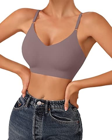 DEANGELMON 4 Pieces V Neck Bralettes Padded Seamless Adjustable Straps Bra Everyday Basic Sleeping Bras (4P3,L) - Image 3