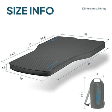 LOSTHORIZON Camping Air Mattress with Foam for Tesla, Self Inflating Sleeping Pad with Air Pump, 4.5" Thick, R-Value 13, Model Y - Image 7