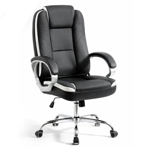 NEO CHAIR Office Desk Ergonomic Gaming Chair High Back Adjustable Computer Chair with Wheels and Lumbar Support Comfy Leather Executive Swivel (Black) - Image 1