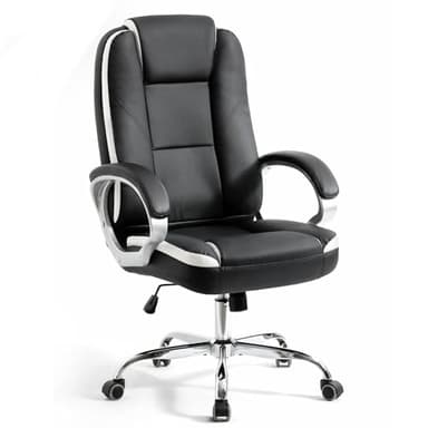 NEO CHAIR Office Desk Ergonomic Gaming Chair High Back Adjustable Computer Chair with Wheels and Lumbar Support Comfy Leather Executive Swivel (Black) - Image 1