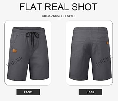 JMIERR Mens Casual Shorts - Cotton Drawstring Summer Beach Stretch Waist Twill Chino Dress Golf Travel Essentials Shorts with Pockets for Men, L, S1 Grey 2 - Image 5