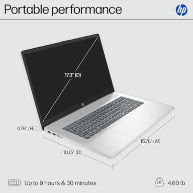 HP 2025 17.3" Laptop Compurter for Business & Student, Intel 8-Core Processor, 32 GB RAM, 1 TB SSD, Anti-Glare Display, Windows 11 Pro, Bluetooth 5.3, Type-c, Silver, Copilot AI, w/Accessories - Image 9