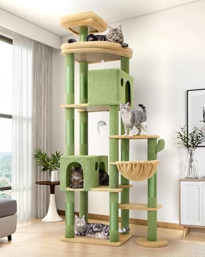 Globlazer Cactus Giant Cat Tree, 83 inch Cat Tree for Indoor Cats Large Adult, XXL Cat Tower with 9 Scratching Posts for 20lb+ Heavy Duty Large Adult Cats, F83, Green - Image 1