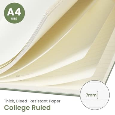 Taja Spiral Lined Notebook, 8.5"x11" Notebooks for Work, Large A4 Journal for Women & Men, College Ruled Journaling Notebook for Writing, Plastic Cover Spiral Journal, Green - Image 2